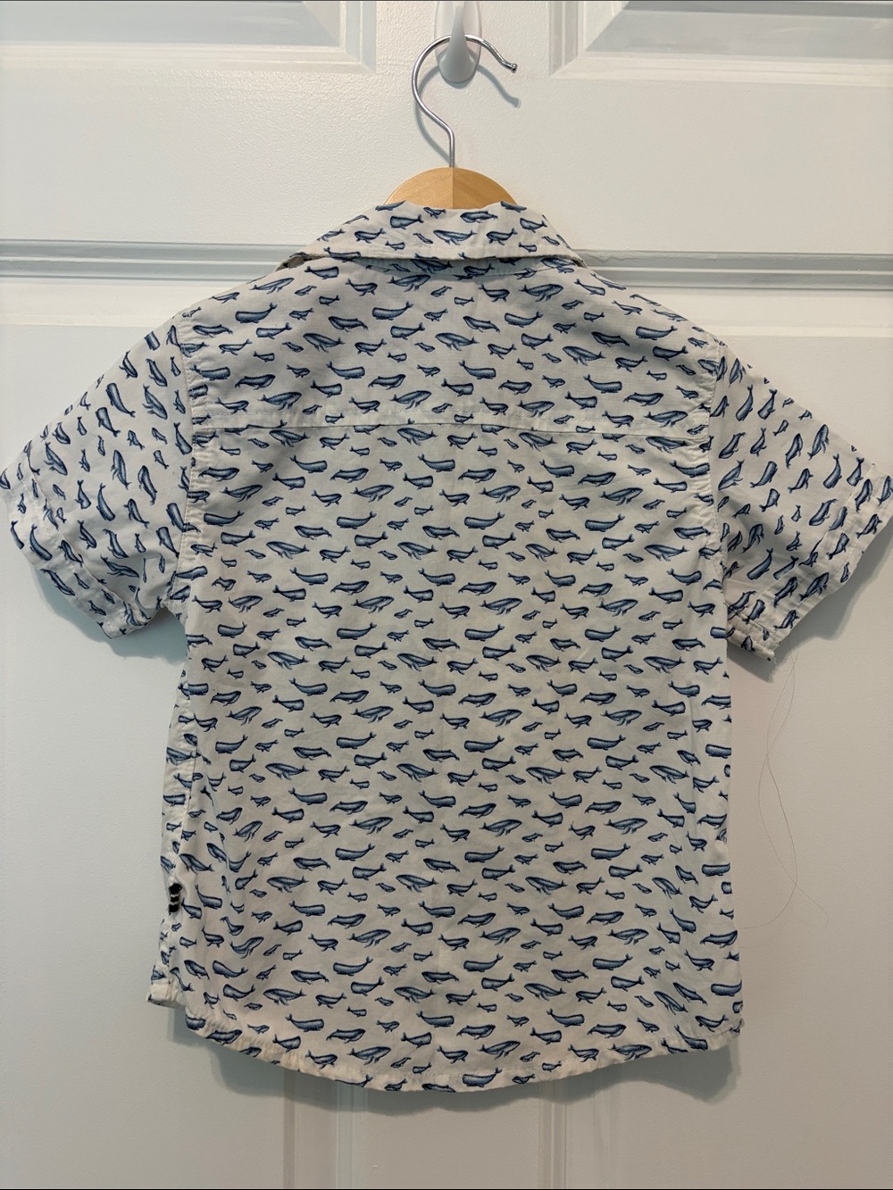 Nautica White Short-Sleeve Button-Down with Blue Whale Print - Picture 3 of 4